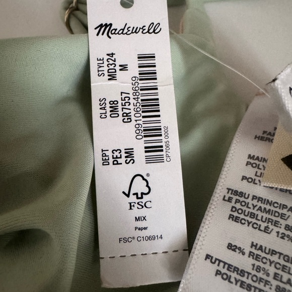 Madewell Second Wave Underwire Bikini Set Sage Green Size M Top / S Bottom NWT - Picture 4 of 13